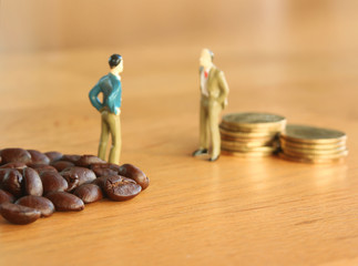 Agriculture traders are making agreement for coffee trading. conceptual image for commodity...