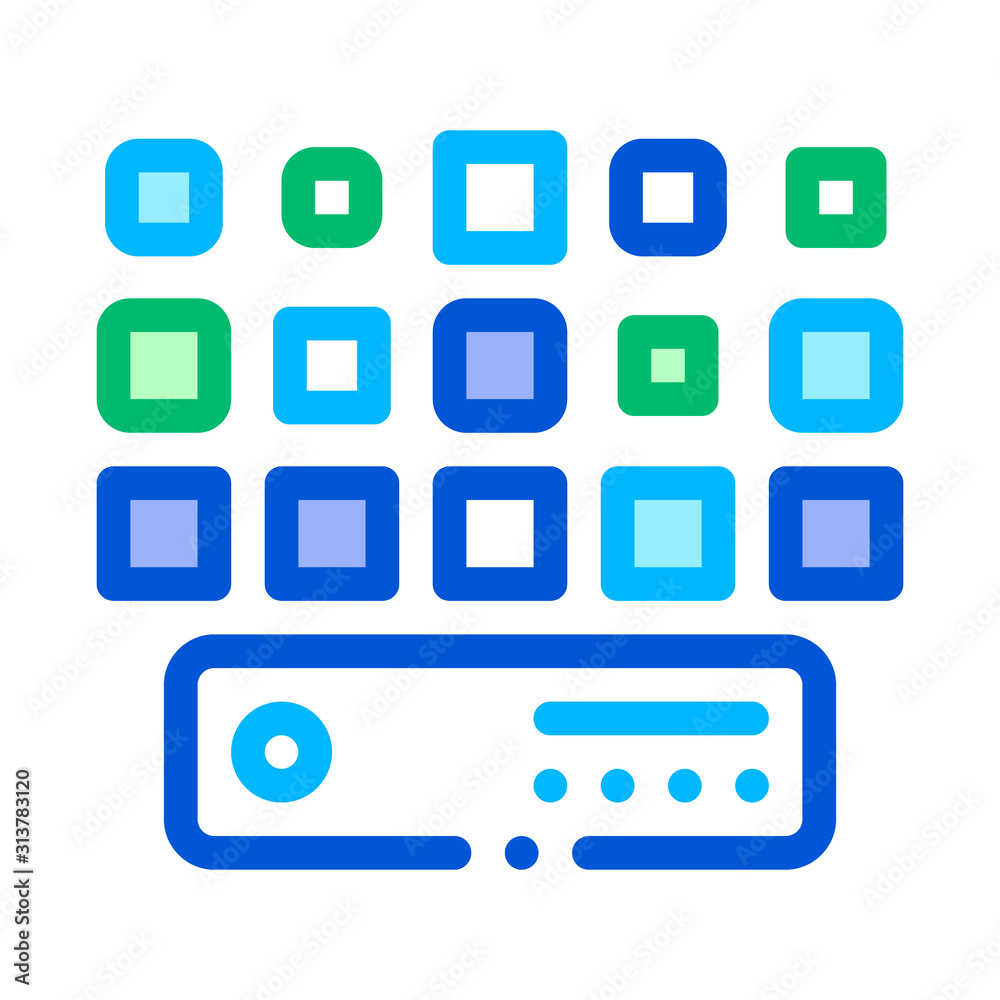 Poster networking artificial big data center vector icon sign thin line. artificial intelligence computer s