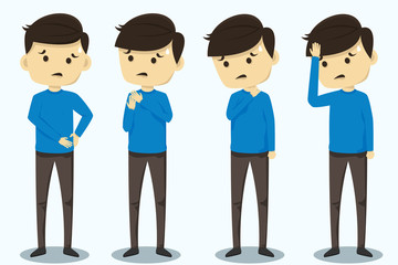 Fototapeta premium Man have office syndrome sign and symptoms sick and pain infographics. vector illustration.