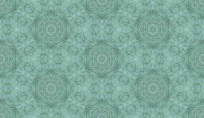 Aqua menthe background pattern from the greenery with floral figures. Geometric seamless template with lined up symmetric bindweed ornament