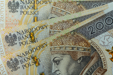 Background with money. Lot of various polish currency. Polish zloty banknotes. Polish money. PLN