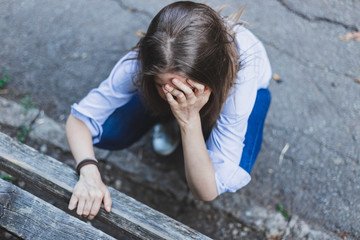 Person in grief and depression feeling uncomfortable