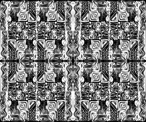 African tribal aborigines ornament. Geometric patterns. Vector illustration. Black and white