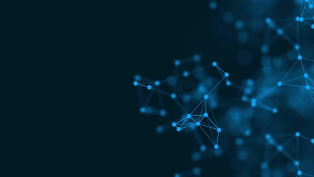 4K 3D rendering abstract futuristic with connection glowing lines and particle on dark blue background science. Technology concept. Plexus structure. Popular video footage motion graphics high quality