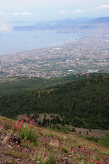 Naklejka premium City of Naples and the appendant bay seen from the peak of Mount Vesuvius, Golfo di Napoli, Italy