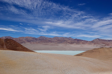 Fototapeta na wymiar Diamond Lagoon in the Cerro Galan, a caldera in the Catamarca Province, Argentina