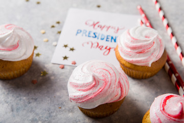 Word Happy Presidents day, February 17. Patriotic Baking Supply Cup Cake Holders for holiday and july 4th concepts.