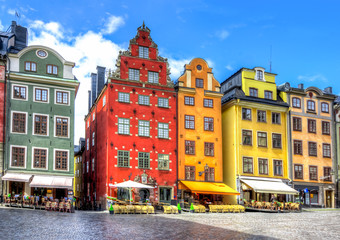 Stortorget square in Stockholm old town, Sweden - obrazy, fototapety, plakaty