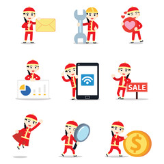 Set of character man with Chinese traditional clothing.