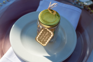 A gift for a guest at a wedding reception