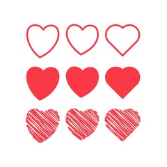 Set of heart, love valentine symbol. Vector icon template