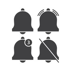 Set of notification, bell, alarm. Vector icon template