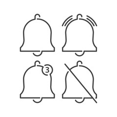Set of notification, bell, alarm. Vector icon template