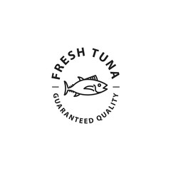 Fresh tuna guaranteed quality stamp. Vector logo icon template