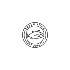 Fresh tuna guaranteed quality stamp. Vector logo icon template