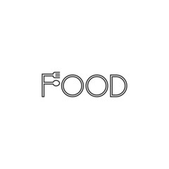 Food with letter F spoon and fork. Vector logo icon template