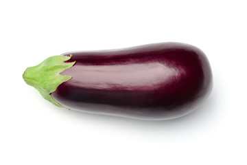 Eggplant isolated on white background. Above view