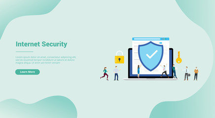 internet security and data digital protection for website template or landing homepage - vector - obrazy, fototapety, plakaty