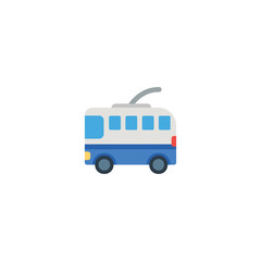 Trolleybus Flat Vector Icon. Isolated Tram Car, Trolley Bus Emoji Illustration