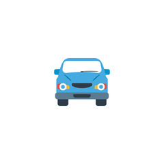 Oncoming Car Flat Vector Icon. Isolated Blue Car Front Emoji Illustration
