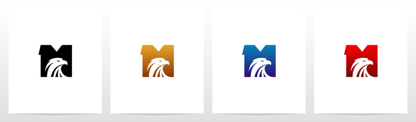Eagle Head On Letter Logo Design M