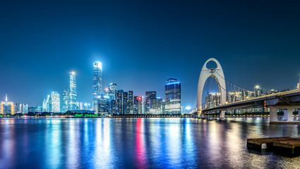 Guangzhou City Skyline and Architecture Landscape at Night