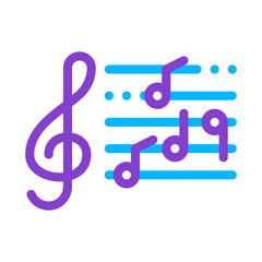 Treble Clef And Musical Notes Opera Element Vector Icon Thin Line. Singers And Headphones, Concert, Opera And Karaoke Music Concept Linear Pictogram. Illustration