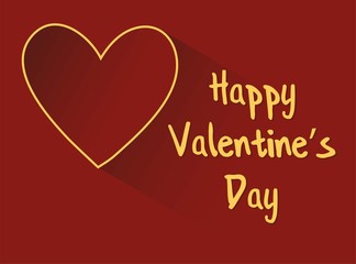 Invitation, greeting card. Modern banner with heart of gold on red background. Valentine love red background