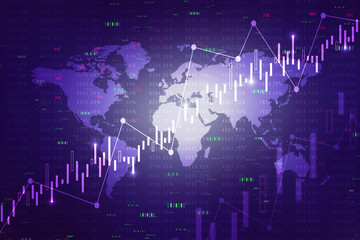 Plakat 2d rendering Stock market online business concept. business Graph 