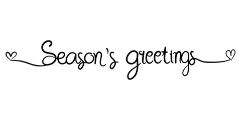 Season greetings hand drawn on white background.