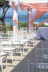 Chairs arranged for a wedding ceremony
