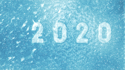 the inscription 2020 on ice