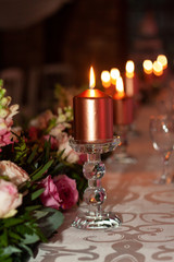 Candles as decor at a wedding reception