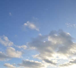  blue and white background made of clear sky and clouds