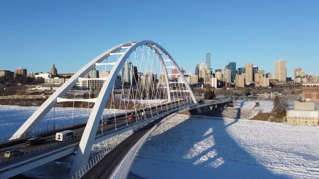 Edmonton Alberta in Winter, aerial clip