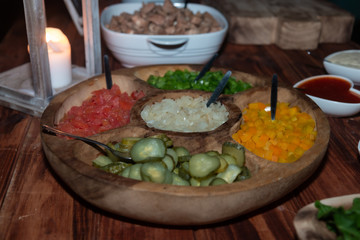 Ingredients to make mexican-style food at an event