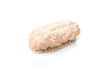 Coconut eclairs or custard cookies isolated on white background.