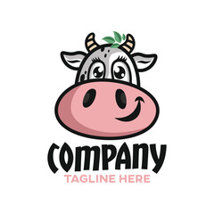 Modern cute cow logo. Vector illustration.