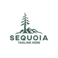 Modern tree sequoia logo. Vector illustration. - obrazy, fototapety, plakaty