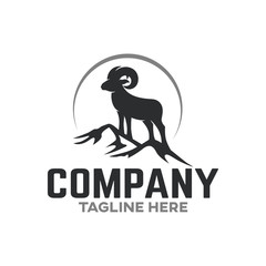 Modern mountain ram logo. Vector illustration.