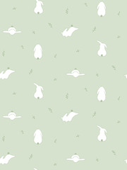  Easter bunnies. Modern, cute silhouettes of rabbits. Forest animals. Graphic hare. Children's, spring print.