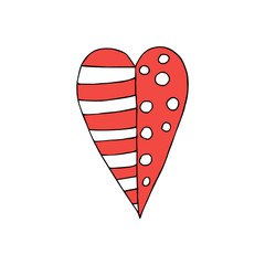 Cute single heart.  Illustration drawn by hand for wedding and children's design, logo and greeting card, fabric, textiles, cover. Scandinavian style