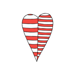 Cute single heart.  Illustration drawn by hand for wedding and children's design, logo and greeting card, fabric, textiles, cover. Scandinavian style