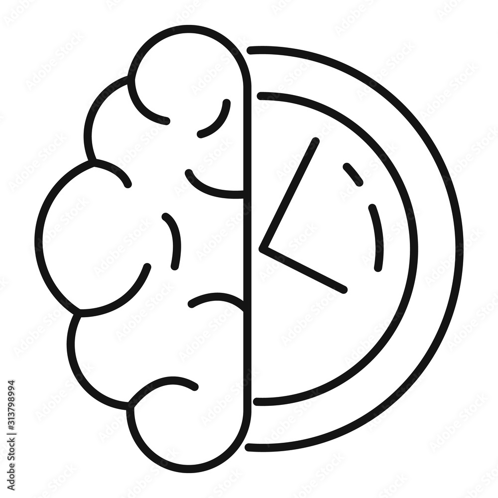 Poster brain think time icon. outline brain think time vector icon for web design isolated on white backgro