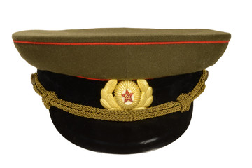 Summer headdress, old military cap of an artillery officer of the Soviet army during the great...