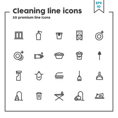 Cleaning thin line icon. Concept of cleaning service. Vector illustration symbol elements for web design and apps..