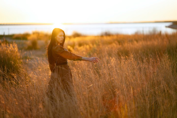 Beautiful young model with brown hair and very sensual brown eyes
