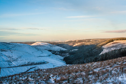 Mountain road near Treorchy, Wales in winter