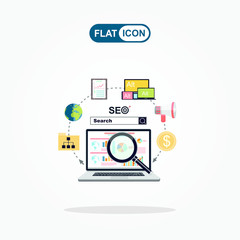 Flat illustration web analytics design , SEO optimization.