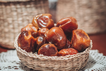 Fototapeta premium Delicious fresh and sweet Sukkari dates from Saudi Arabia